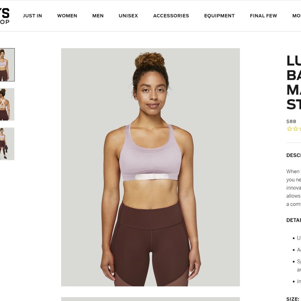Lululemon x Barry's bootcamp Adapt the Strap Bra